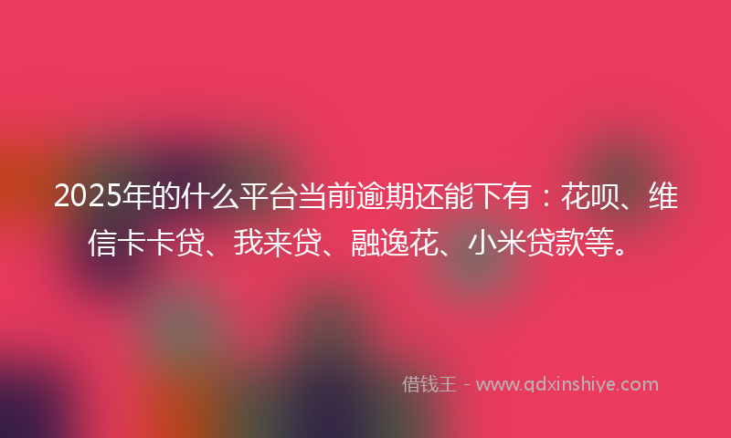 2025年的什么平台当前逾期还能下有：花呗、维信卡卡贷、我来贷、融逸花、小米贷款等。