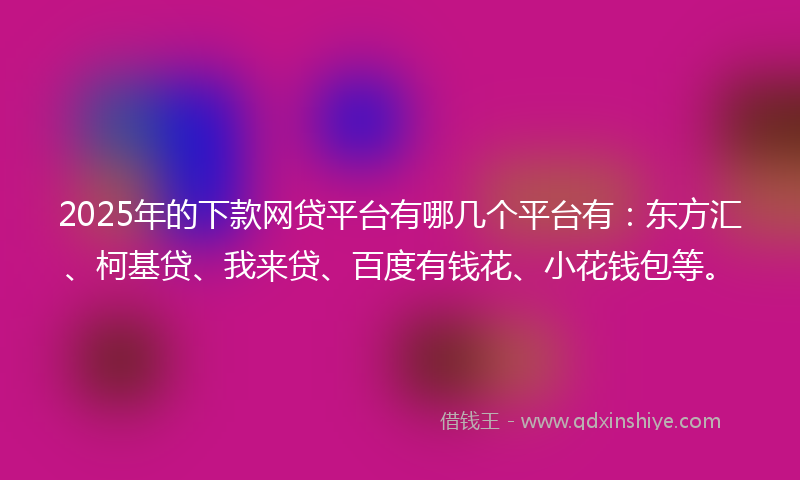 2025年的下款网贷平台有哪几个平台有：东方汇、柯基贷、我来贷、百度有钱花、小花钱包等。