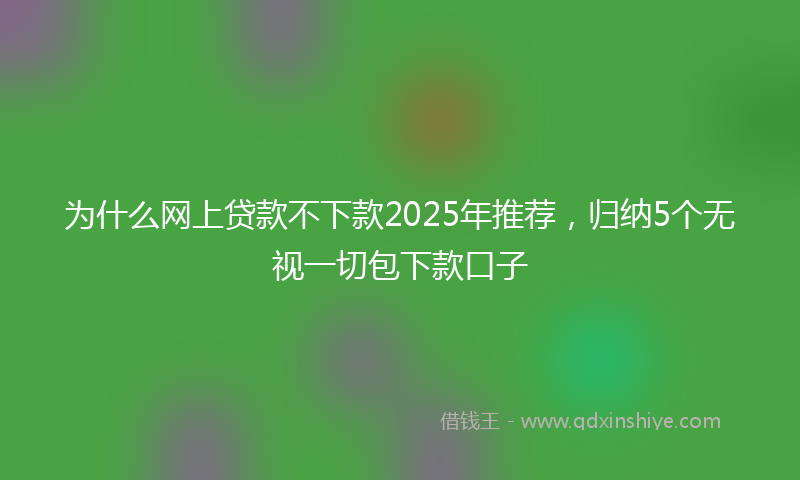 为什么网上贷款不下款2025年推荐，归纳5个无视一切包下款口子
