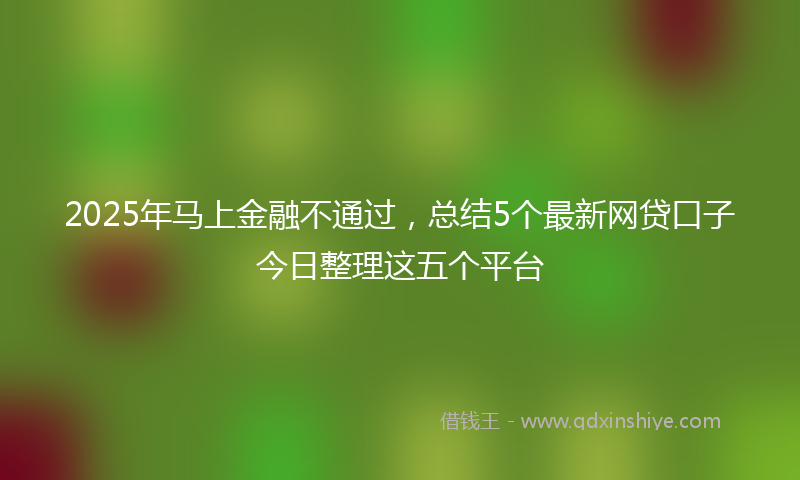 2025年马上金融不通过，总结5个最新网贷口子今日整理这五个平台