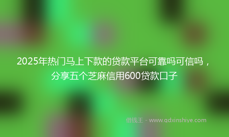 2025年热门马上下款的贷款平台可靠吗可信吗，分享五个芝麻信用600贷款口子