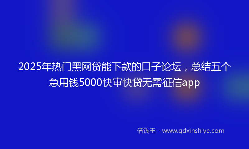2025年热门黑网贷能下款的口子论坛，总结五个急用钱5000快审快贷无需征信app