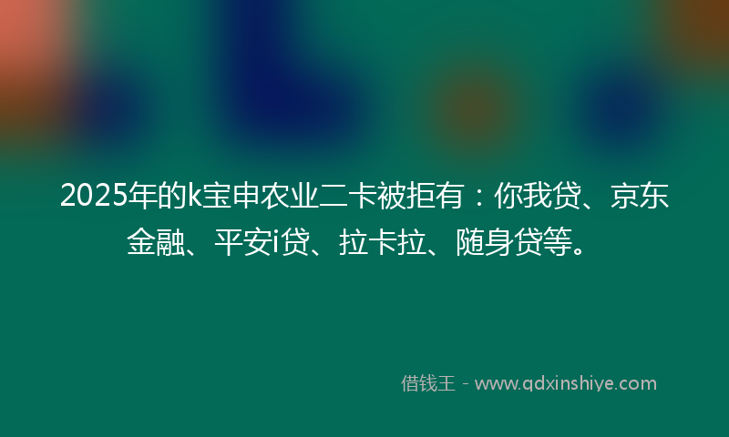 2025年的k宝申农业二卡被拒有：你我贷、京东金融、平安i贷、拉卡拉、随身贷等。