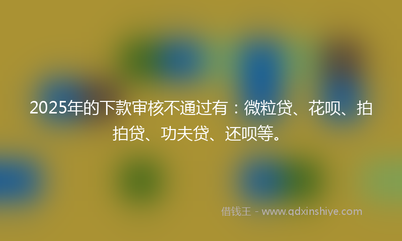 2025年的下款审核不通过有：微粒贷、花呗、拍拍贷、功夫贷、还呗等。