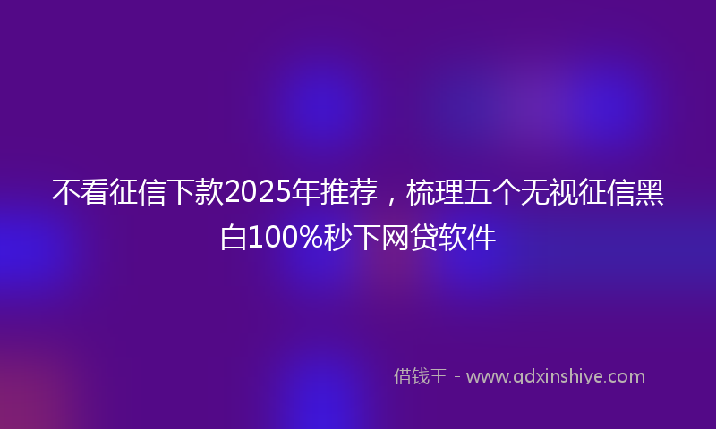 不看征信下款2025年推荐，梳理五个无视征信黑白100%秒下网贷软件