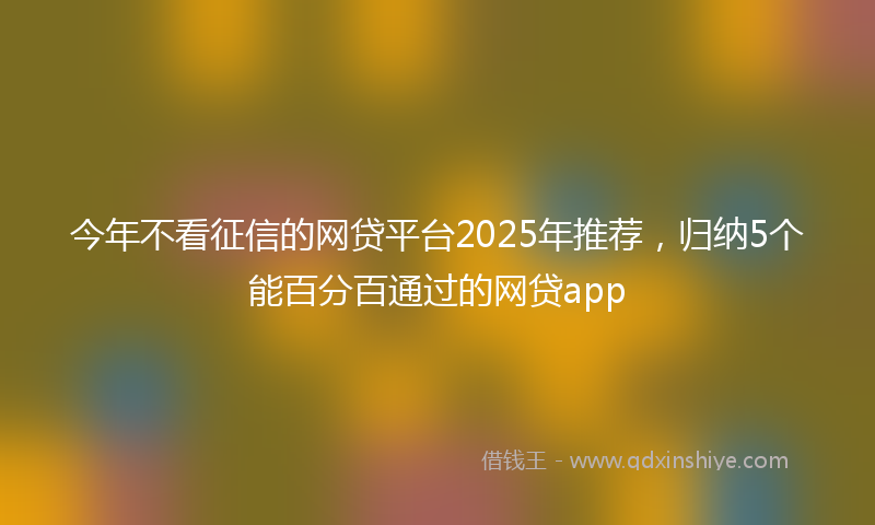 今年不看征信的网贷平台2025年推荐，归纳5个能百分百通过的网贷app