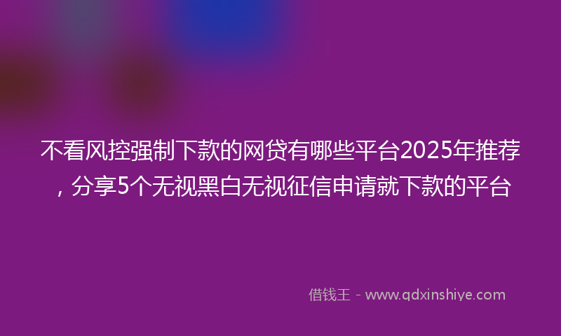 不看风控强制下款的网贷有哪些平台2025年推荐，分享5个无视黑白无视征信申请就下款的平台