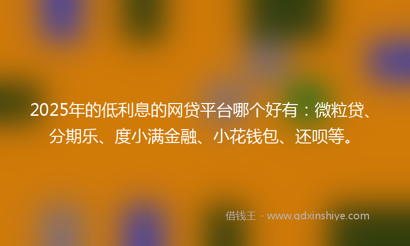 2025年的低利息的网贷平台哪个好有：微粒贷、分期乐、度小满金融、小花钱包、还呗等。
