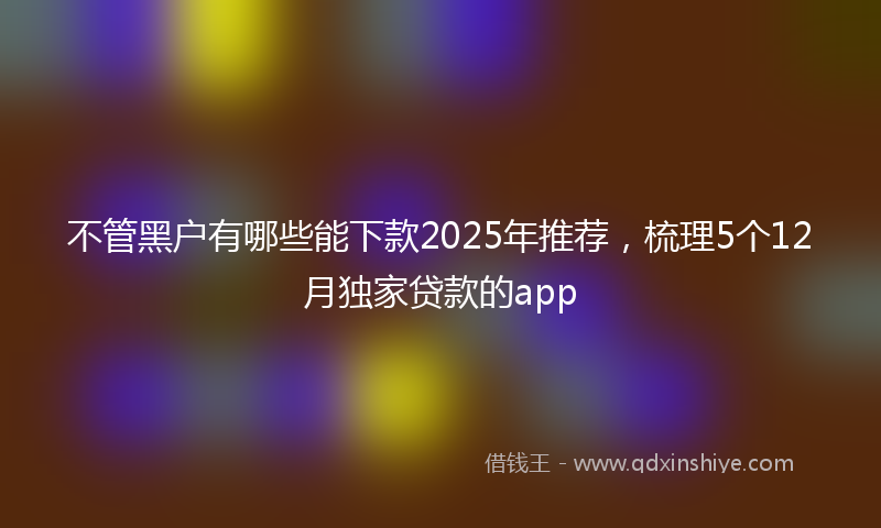 不管黑户有哪些能下款2025年推荐，梳理5个12月独家贷款的app