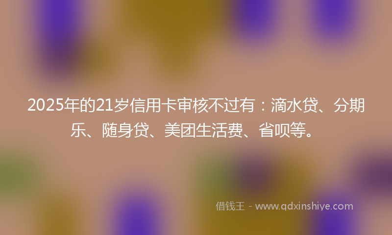 2025年的21岁信用卡审核不过有：滴水贷、分期乐、随身贷、美团生活费、省呗等。