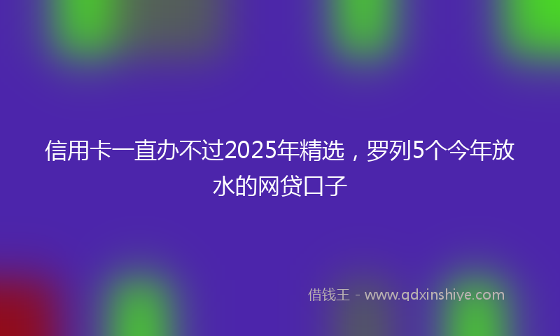 信用卡一直办不过2025年精选，罗列5个今年放水的网贷口子