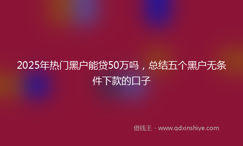 2025年热门黑户能贷50万吗，总结五个黑户无条件下款的口子