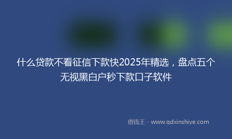 什么贷款不看征信下款快2025年精选，盘点五个无视黑白户秒下款口子软件