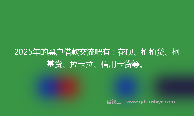 2025年的黑户借款交流吧有：花呗、拍拍贷、柯基贷、拉卡拉、信用卡贷等。
