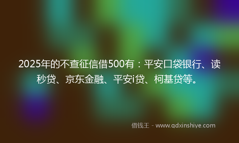 2025年的不查征信借500有：平安口袋银行、读秒贷、京东金融、平安i贷、柯基贷等。