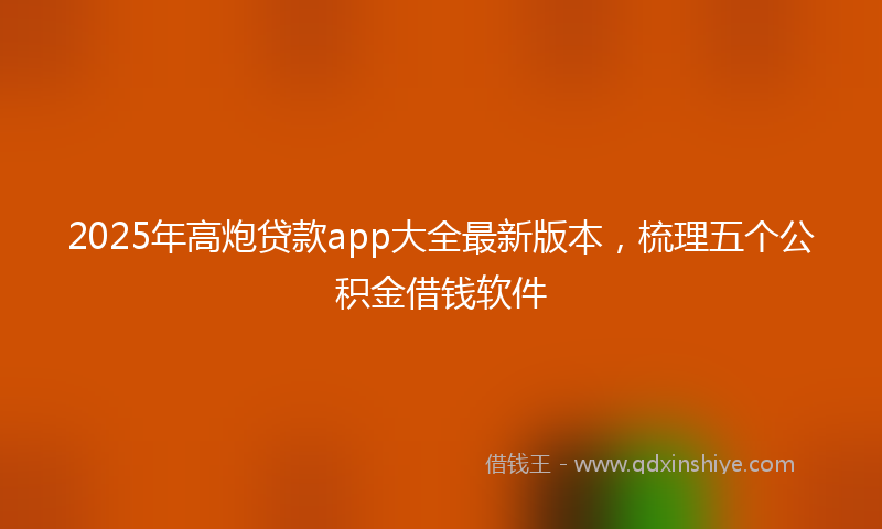 2025年高炮贷款app大全最新版本，梳理五个公积金借钱软件