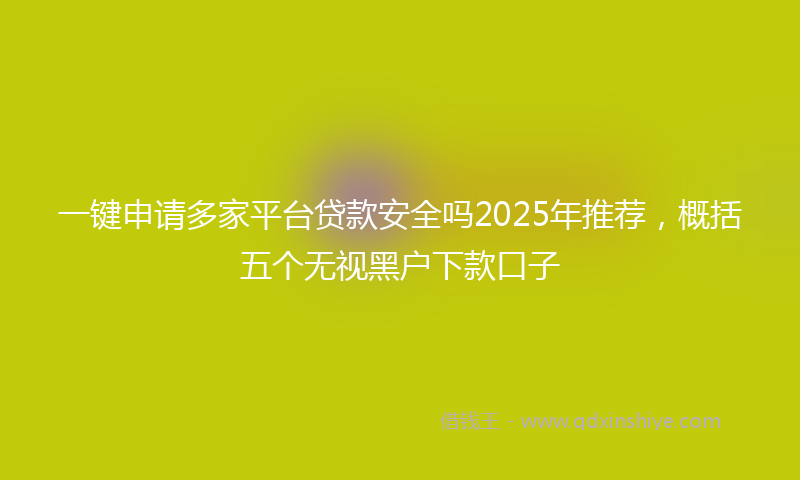 一键申请多家平台贷款安全吗2025年推荐，概括五个无视黑户下款口子