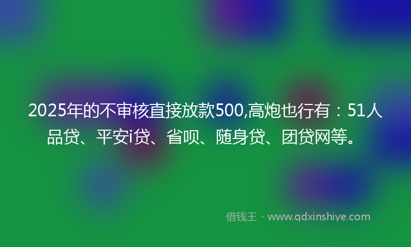 2025年的不审核直接放款500,高炮也行有：51人品贷、平安i贷、省呗、随身贷、团贷网等。