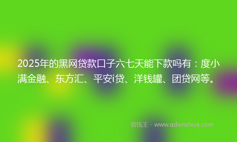 2025年的黑网贷款口子六七天能下款吗有：度小满金融、东方汇、平安i贷、洋钱罐、团贷网等。