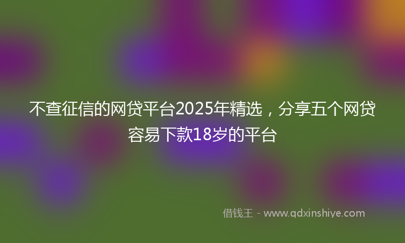 不查征信的网贷平台2025年精选，分享五个网贷容易下款18岁的平台