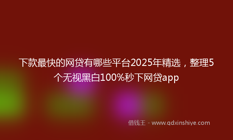 下款最快的网贷有哪些平台2025年精选，整理5个无视黑白100%秒下网贷app