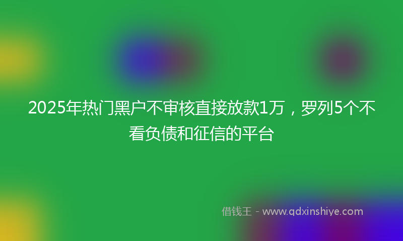 2025年热门黑户不审核直接放款1万，罗列5个不看负债和征信的平台