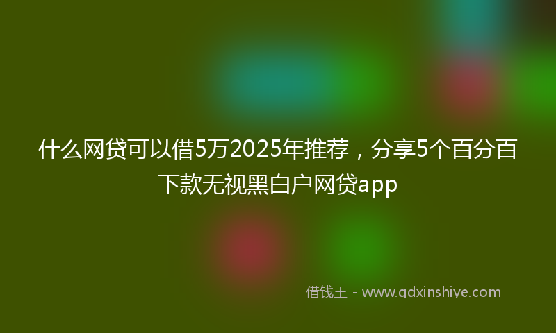 什么网贷可以借5万2025年推荐，分享5个百分百下款无视黑白户网贷app