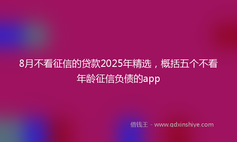 8月不看征信的贷款2025年精选，概括五个不看年龄征信负债的app