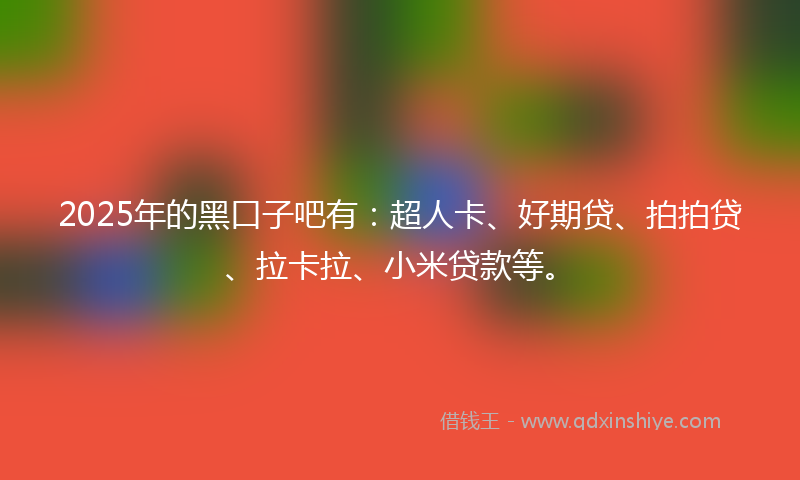 2025年的黑口子吧有：超人卡、好期贷、拍拍贷、拉卡拉、小米贷款等。