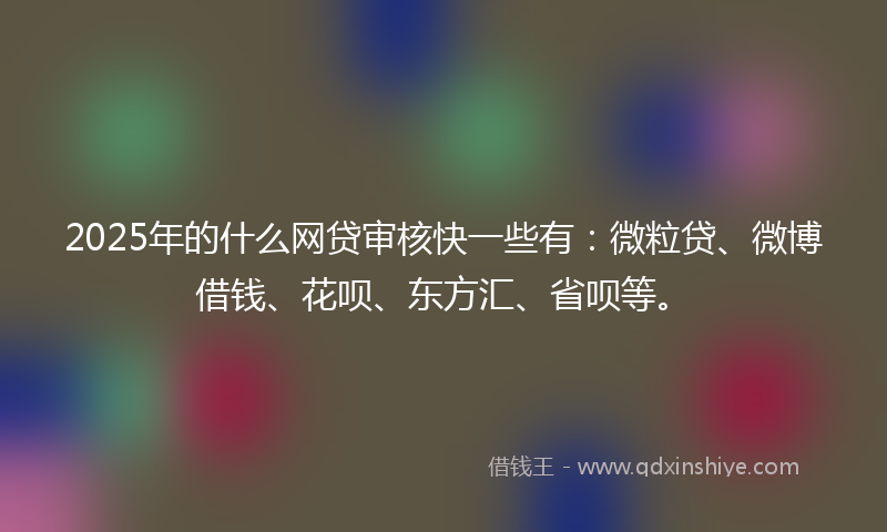 2025年的什么网贷审核快一些有：微粒贷、微博借钱、花呗、东方汇、省呗等。