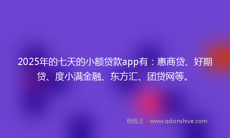 2025年的七天的小额贷款app有：惠商贷、好期贷、度小满金融、东方汇、团贷网等。