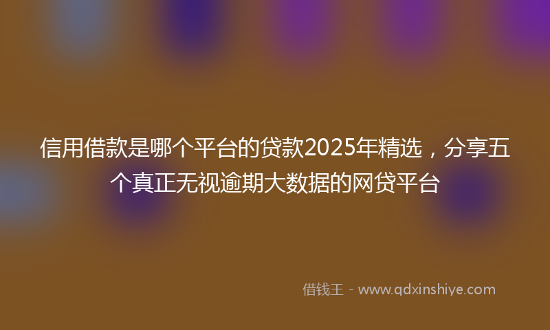信用借款是哪个平台的贷款2025年精选，分享五个真正无视逾期大数据的网贷平台