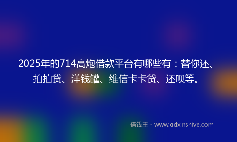 2025年的714高炮借款平台有哪些有：替你还、拍拍贷、洋钱罐、维信卡卡贷、还呗等。