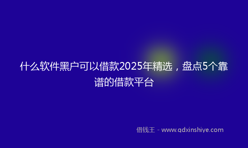 什么软件黑户可以借款2025年精选，盘点5个靠谱的借款平台