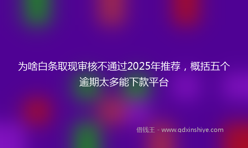 为啥白条取现审核不通过2025年推荐，概括五个逾期太多能下款平台