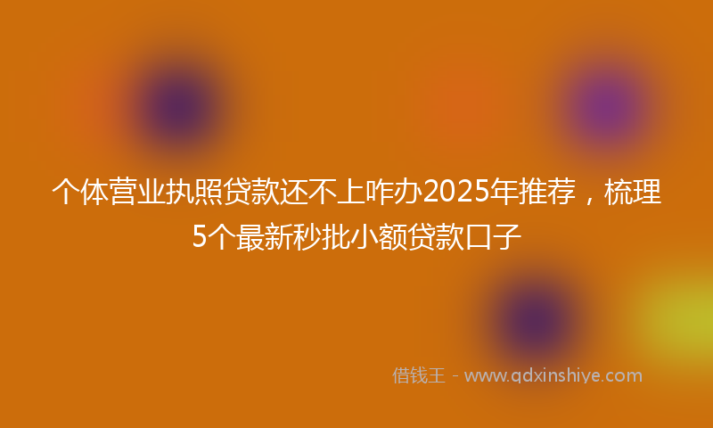 个体营业执照贷款还不上咋办2025年推荐，梳理5个最新秒批小额贷款口子