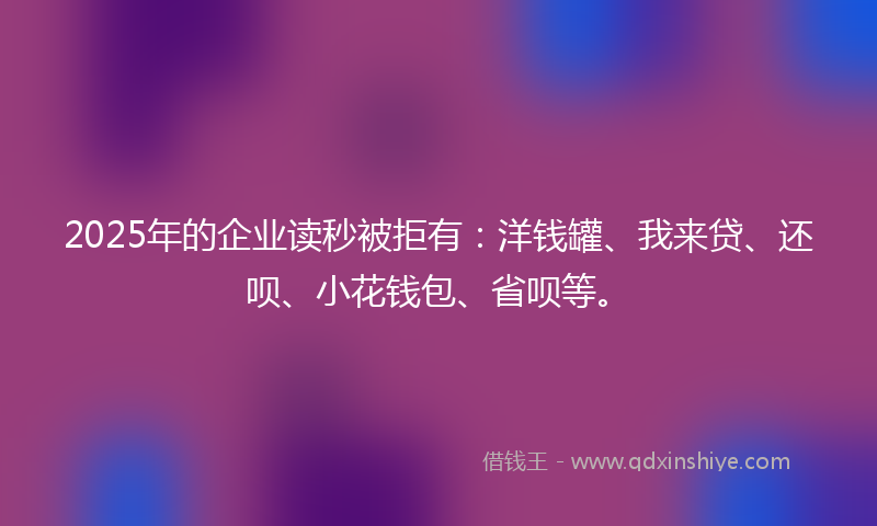 2025年的企业读秒被拒有：洋钱罐、我来贷、还呗、小花钱包、省呗等。