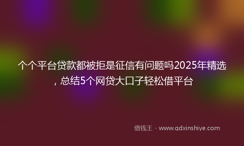 个个平台贷款都被拒是征信有问题吗2025年精选，总结5个网贷大口子轻松借平台