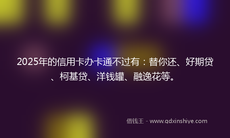 2025年的信用卡办卡通不过有：替你还、好期贷、柯基贷、洋钱罐、融逸花等。