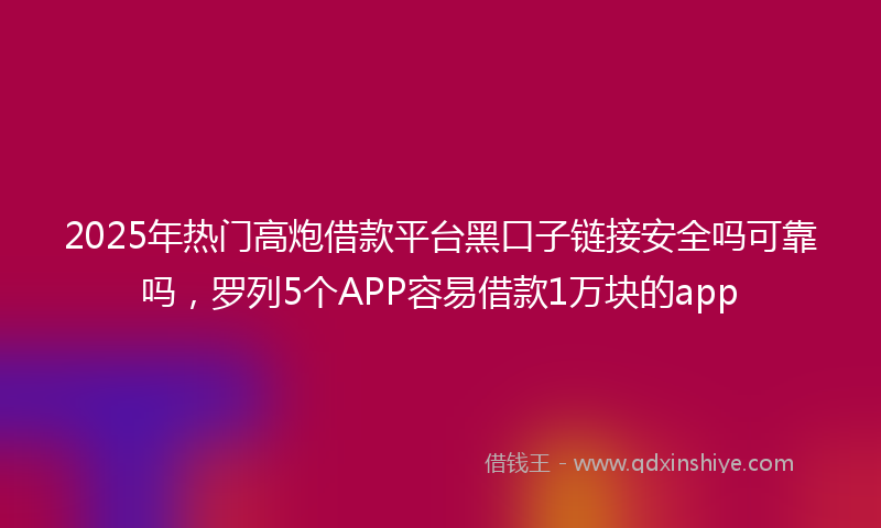 2025年热门高炮借款平台黑口子链接安全吗可靠吗，罗列5个APP容易借款1万块的app