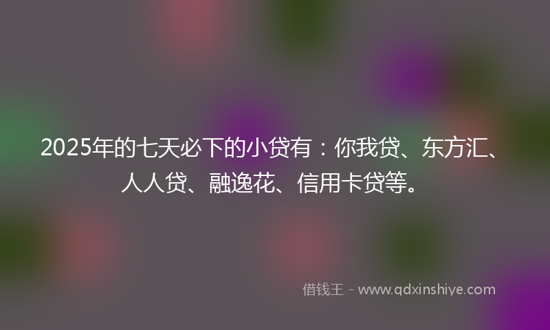 2025年的七天必下的小贷有：你我贷、东方汇、人人贷、融逸花、信用卡贷等。
