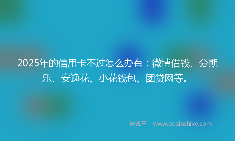 2025年的信用卡不过怎么办有：微博借钱、分期乐、安逸花、小花钱包、团贷网等。