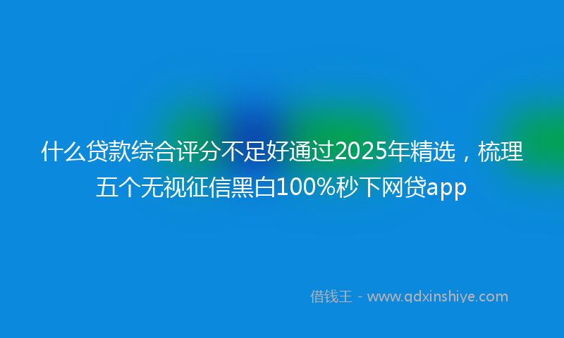 什么贷款综合评分不足好通过2025年精选，梳理五个无视征信黑白100%秒下网贷app