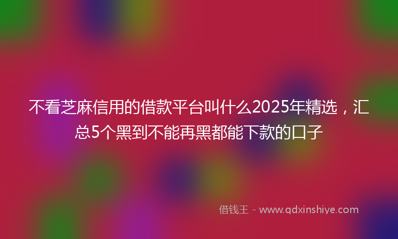 不看芝麻信用的借款平台叫什么2025年精选，汇总5个黑到不能再黑都能下款的口子