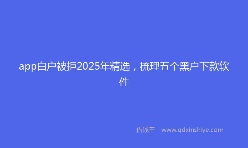 app白户被拒2025年精选，梳理五个黑户下款软件