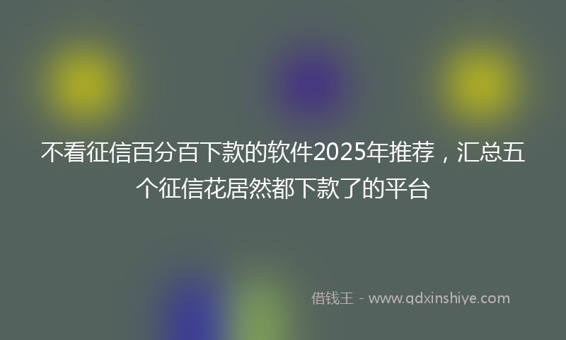 不看征信百分百下款的软件2025年推荐，汇总五个征信花居然都下款了的平台