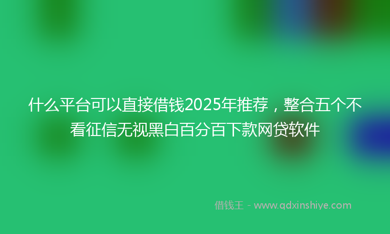 什么平台可以直接借钱2025年推荐，整合五个不看征信无视黑白百分百下款网贷软件