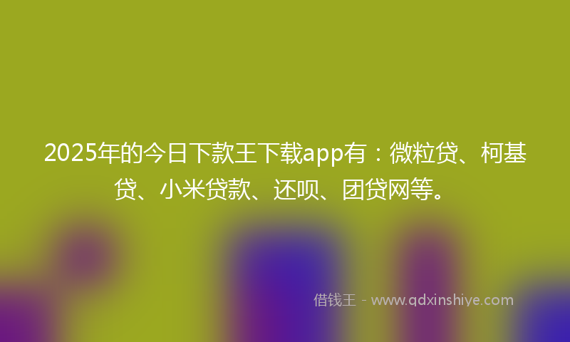 2025年的今日下款王下载app有：微粒贷、柯基贷、小米贷款、还呗、团贷网等。