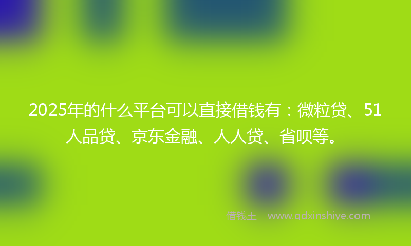 2025年的什么平台可以直接借钱有：微粒贷、51人品贷、京东金融、人人贷、省呗等。
