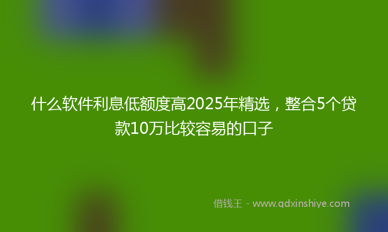 什么软件利息低额度高2025年精选，整合5个贷款10万比较容易的口子